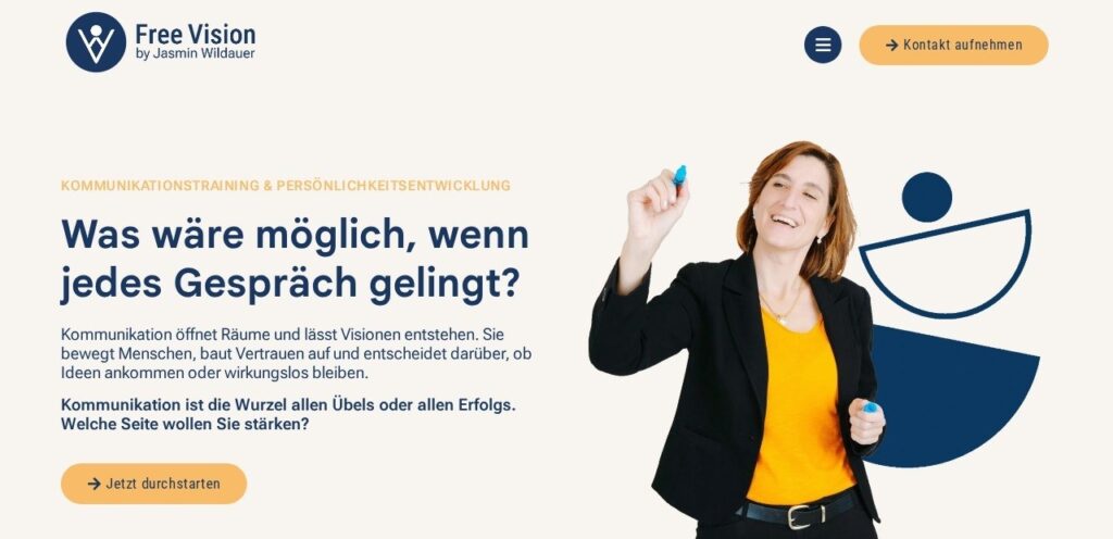 Startseite der Website freevision