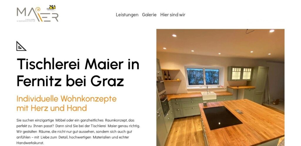 Startseite der Website tischlerei-maier